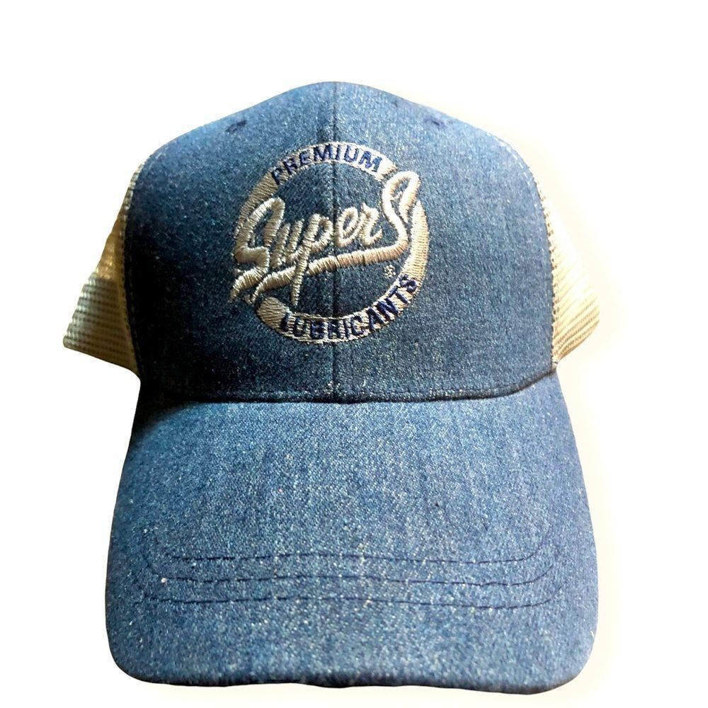 Super S Premuim Lubricants Logo Denim Hat Cap Mesh Snapback NWOT